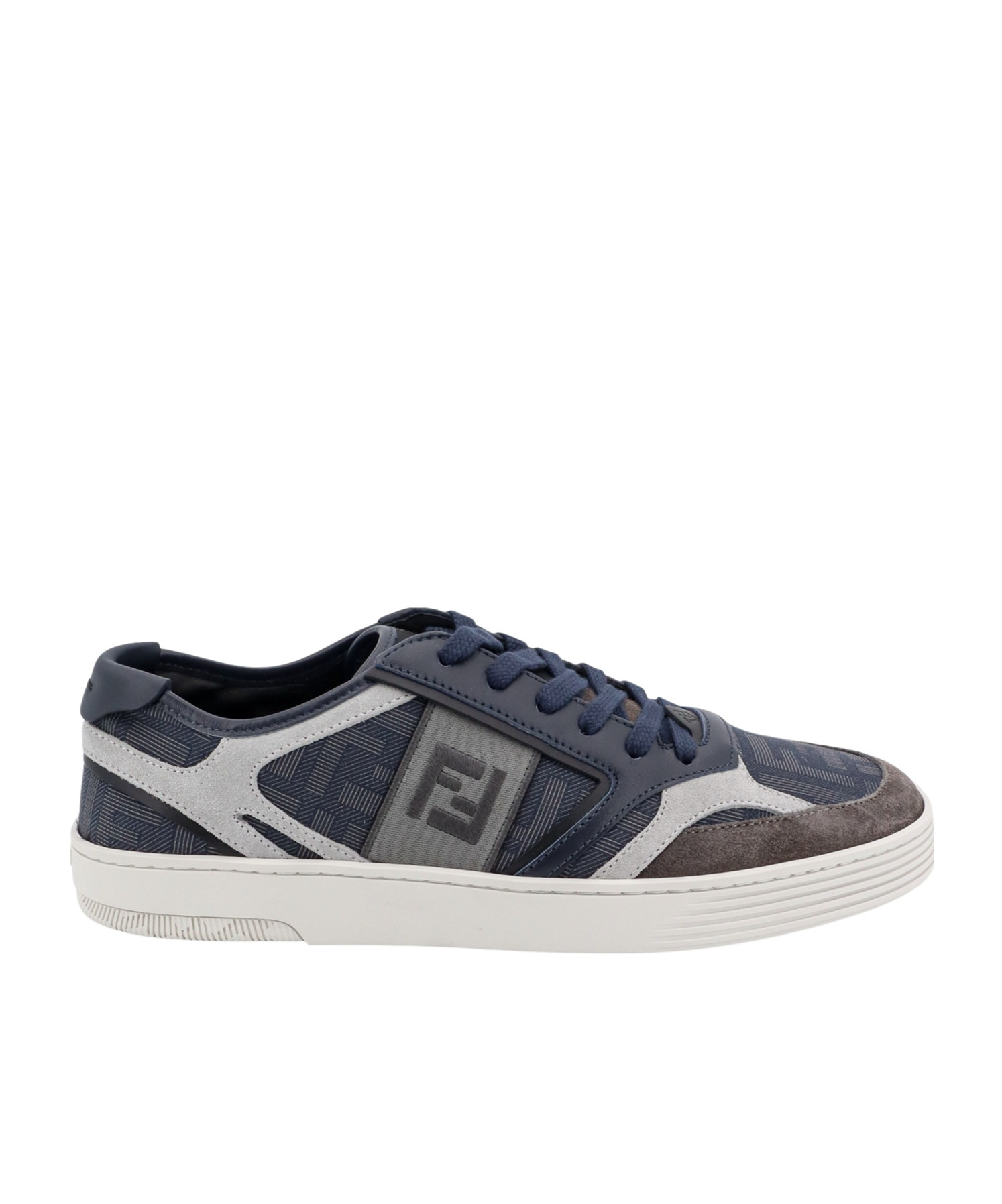 Fendi Man Step Man Grey Sneakers In Black