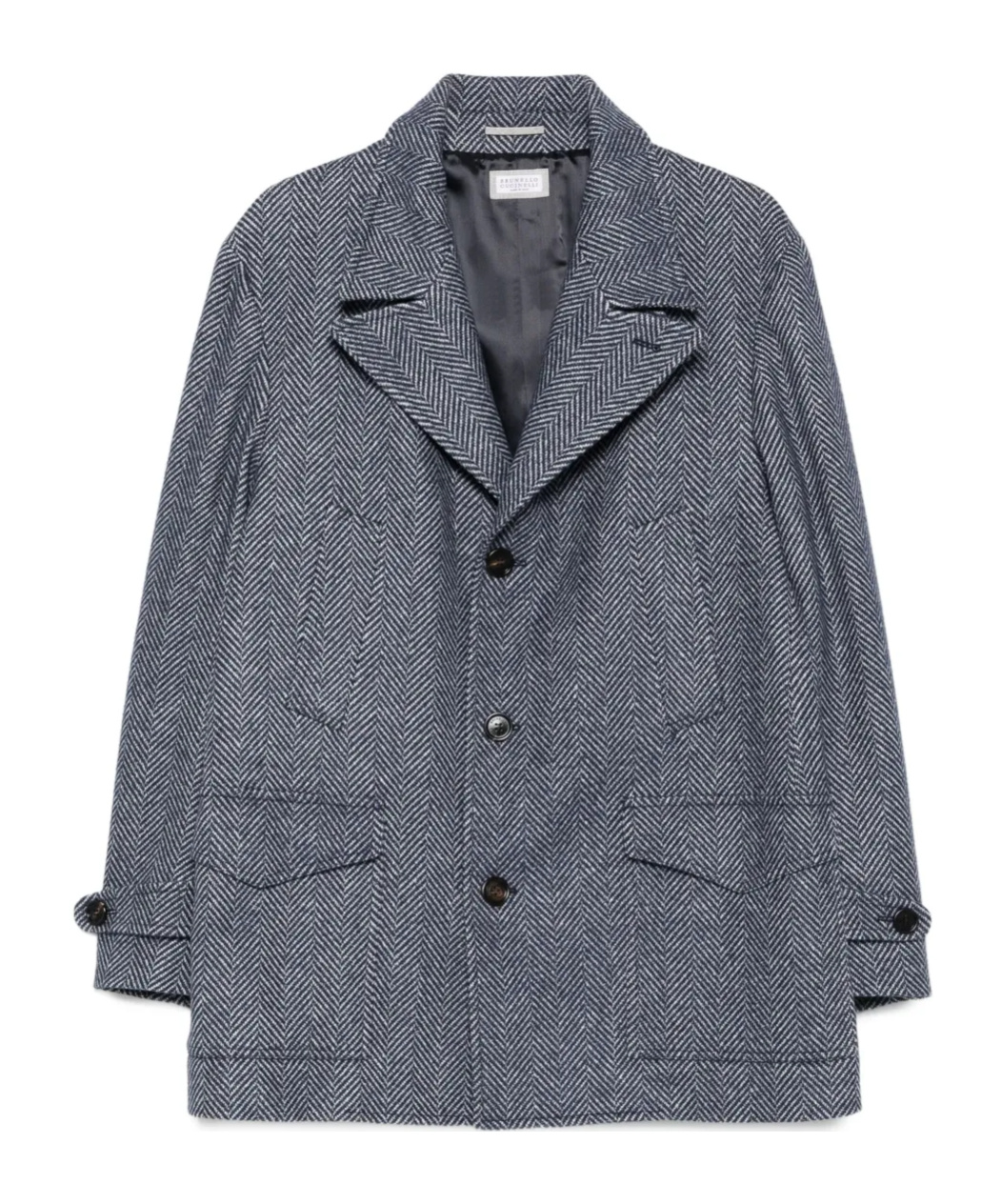 Brunello Cucinelli Herringbone Blazer In Gray