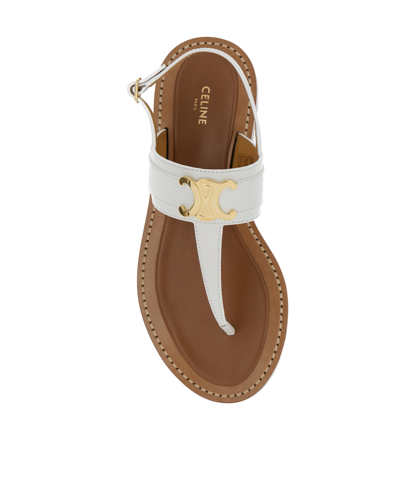 Celine Clim-toed Flat Sandals In White