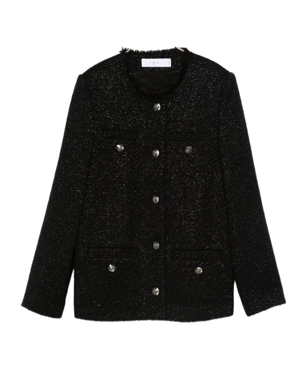 Iro Textured Blazer With Frayed Trim And Pockets In Black