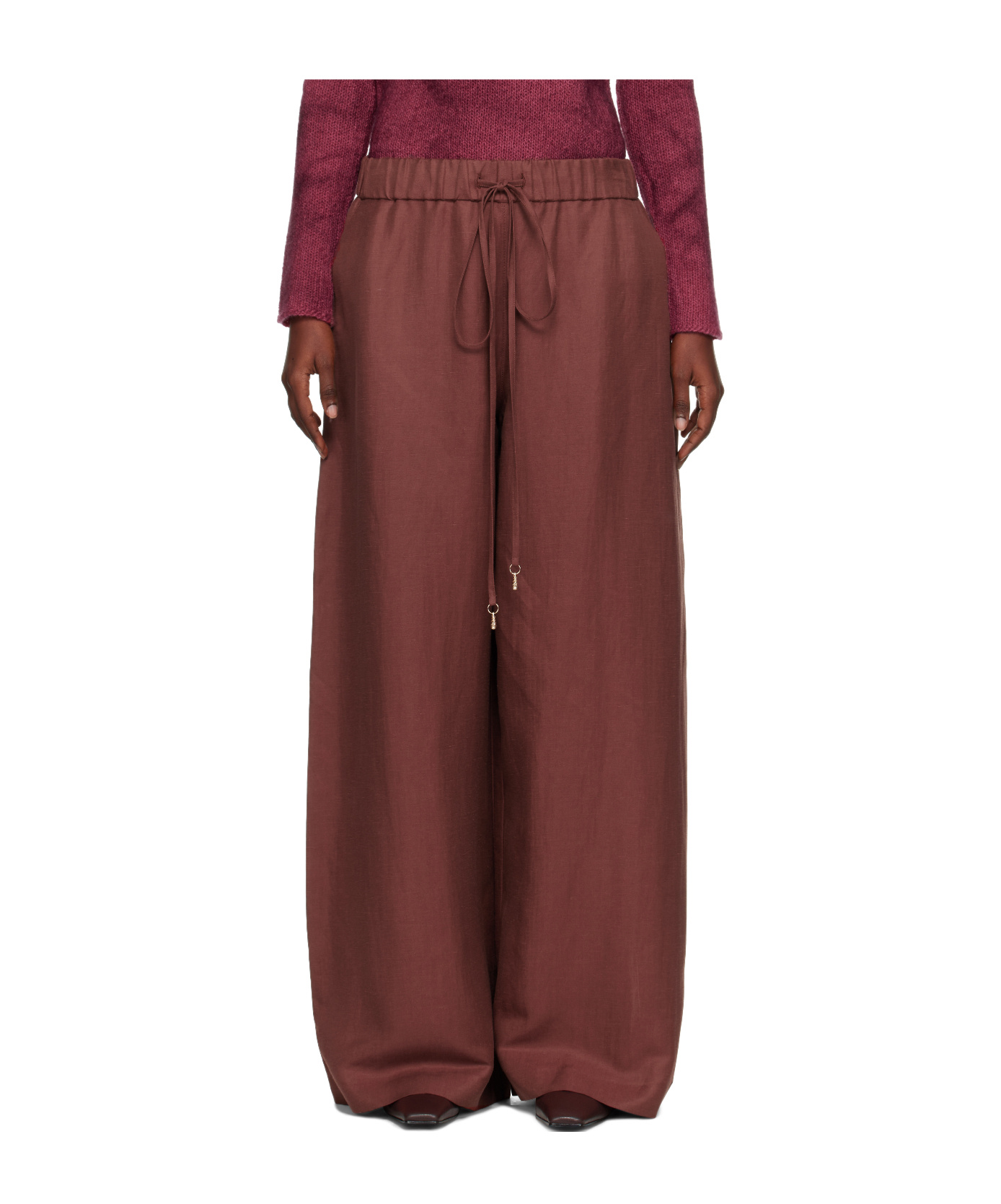 Gabriela Hearst Burgundy Gelos Wide-leg Trousers In Brown