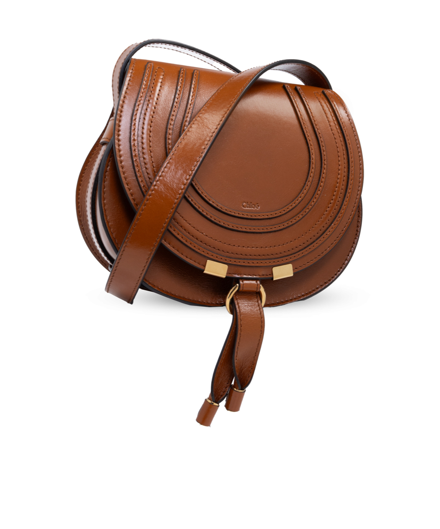Shop Chloé Small Marcie Leather Saddle Bag In Brown