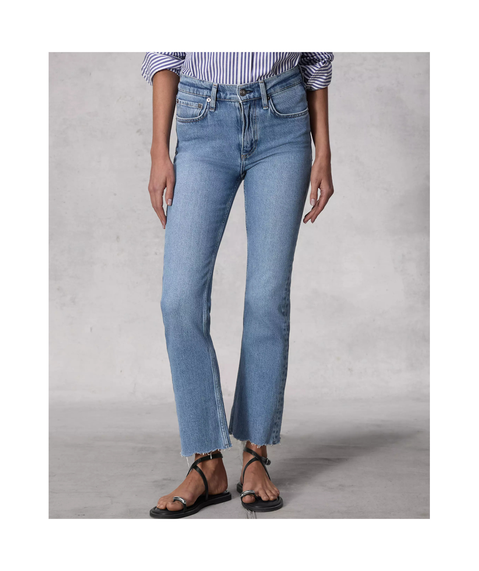 Rag & Bone Mid-waist Micro-flared Jeans Pants In Blue