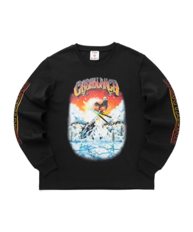 Casablanca Printed Long-sleeved T-shirt In Black