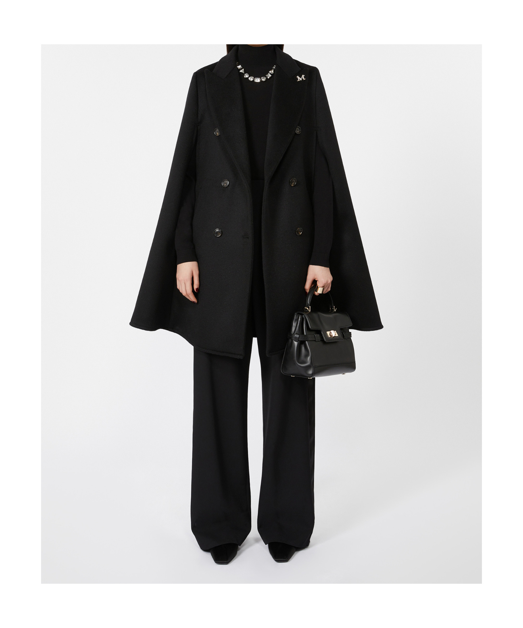 Max Mara Double-breasted Cape In Black