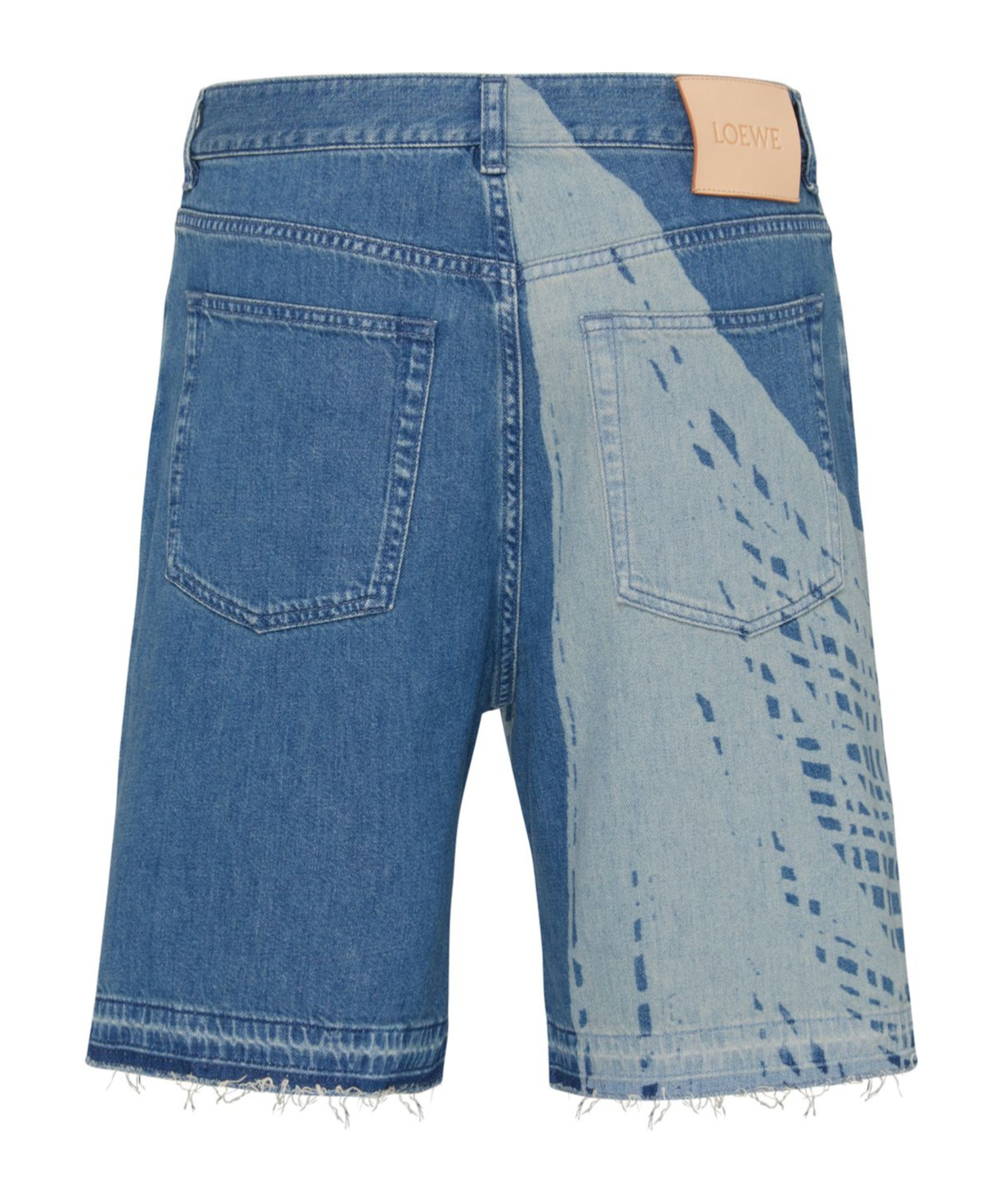 Loewe Cotton Denim Shorts With Print In Blue