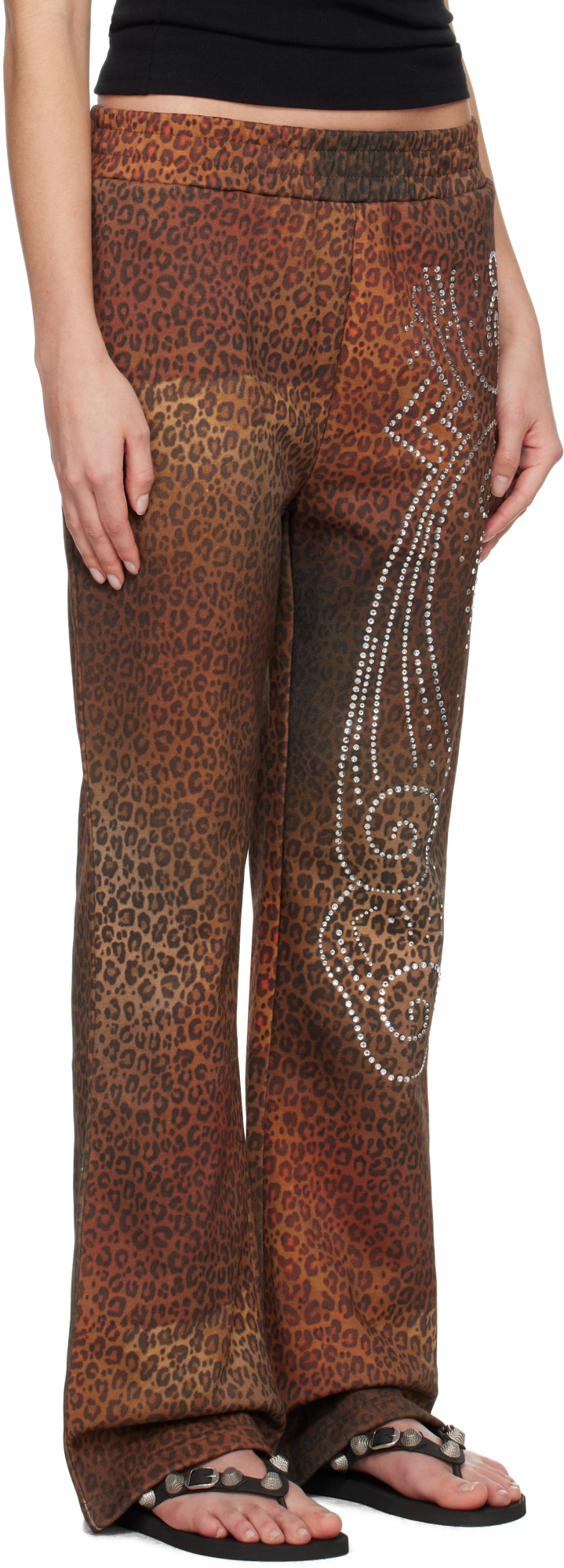 Praying Cheetah Studded Terry Sweatpants In Multi-color