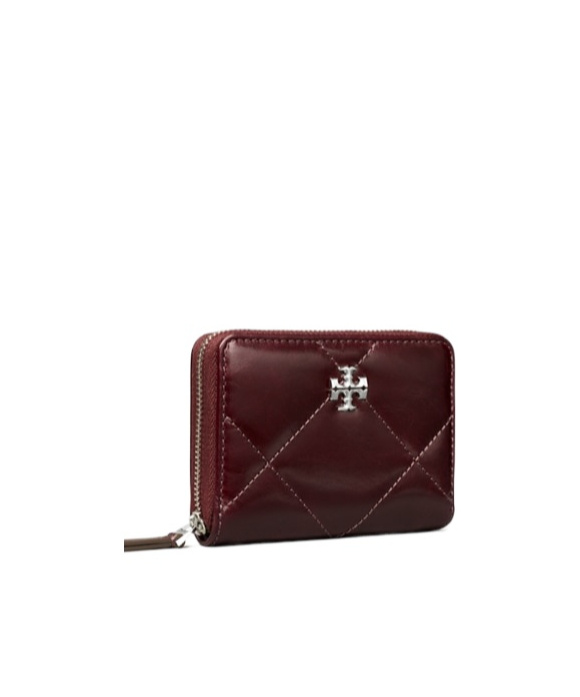 Tory Burch Kira Diamond Quilt Distressed Small Zip-around Wallet In Red