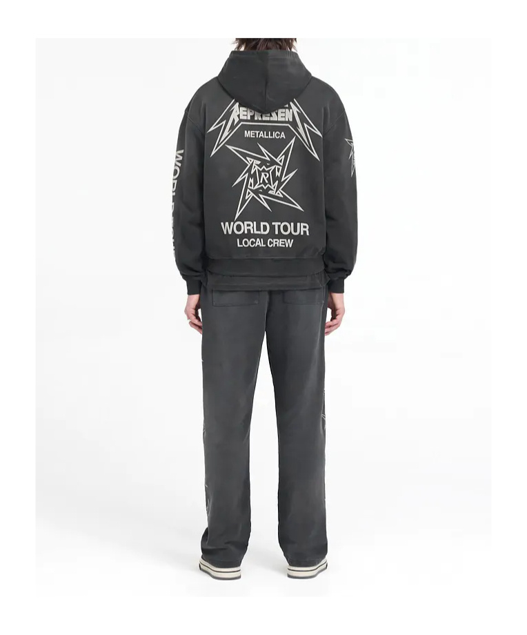 Represent X Metallica Local Crew Zip-up Hooded Sweatshirt In Black