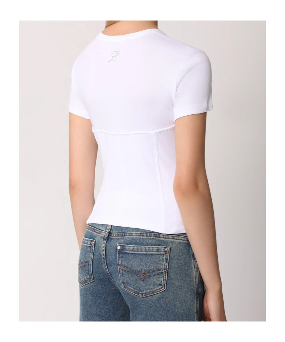 Blumarine Short-sleeved Round Collar T-shirt In White