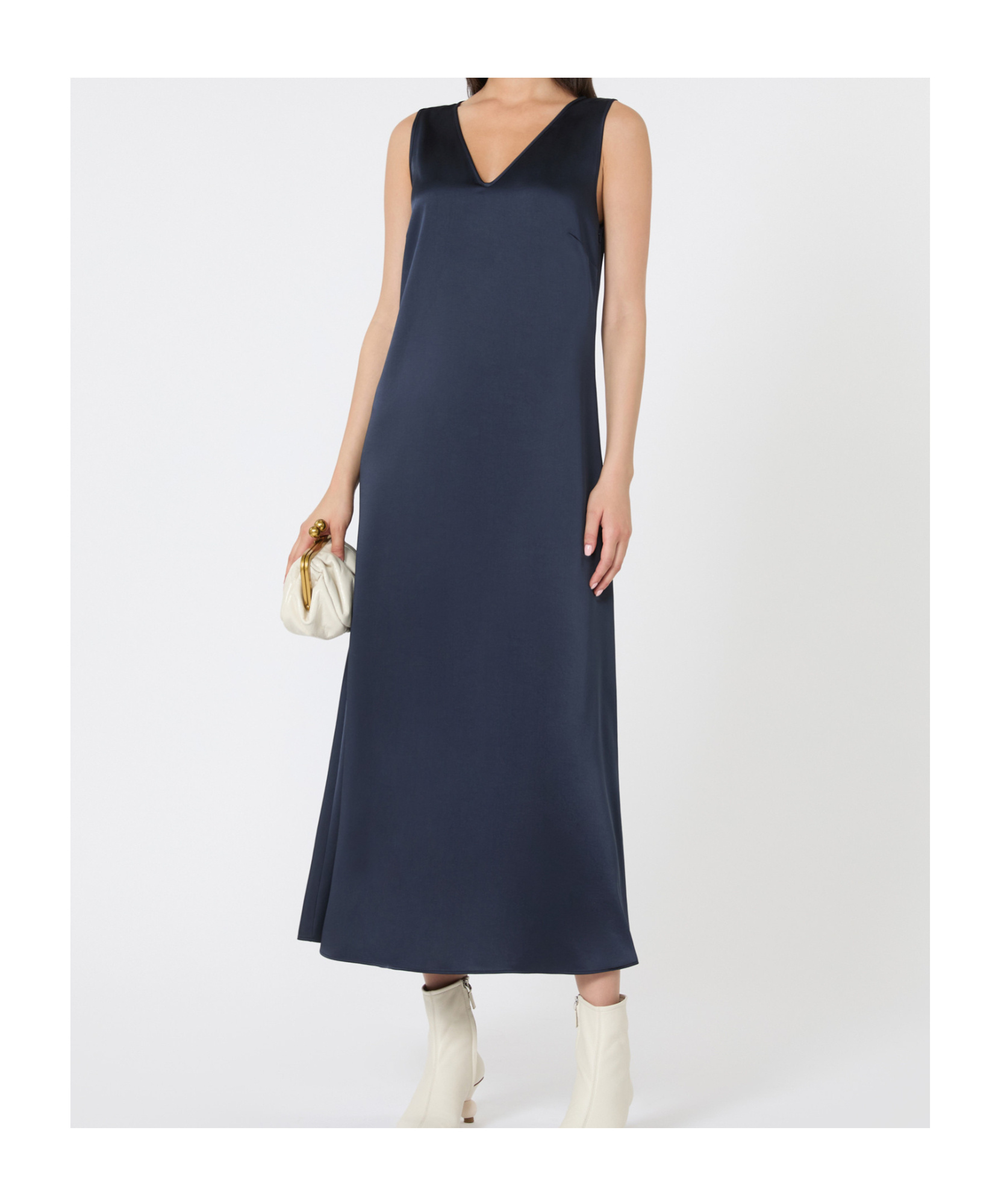 Weekend Max Mara Flowing Satin Dress In Blue