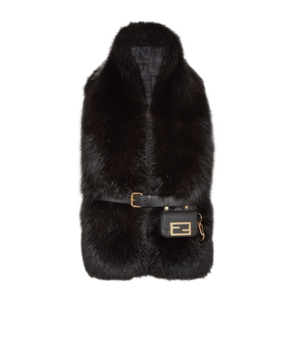 Shop Fendi Logo Shawl In Black