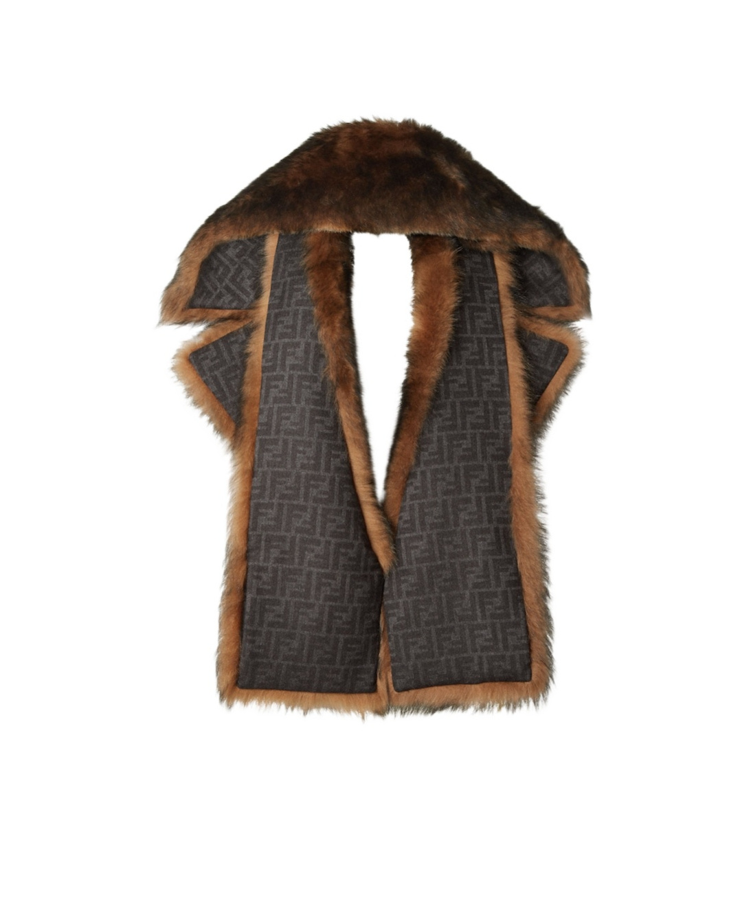 Fendi Ochre Dorsed Sheepskin Scarf Accessories In Brown