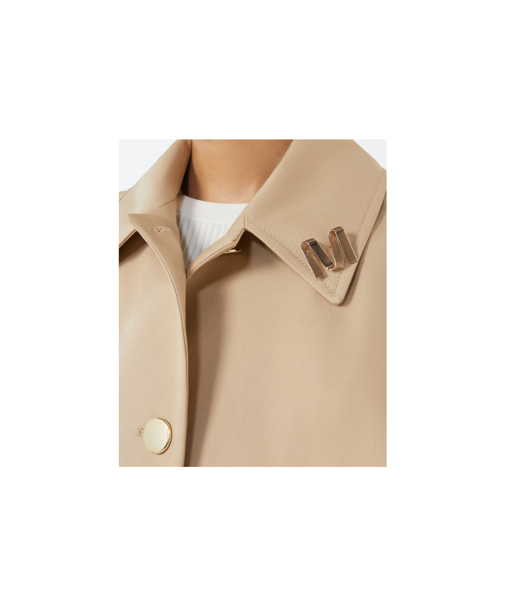 Max Mara Metal M Brooch In Neutral