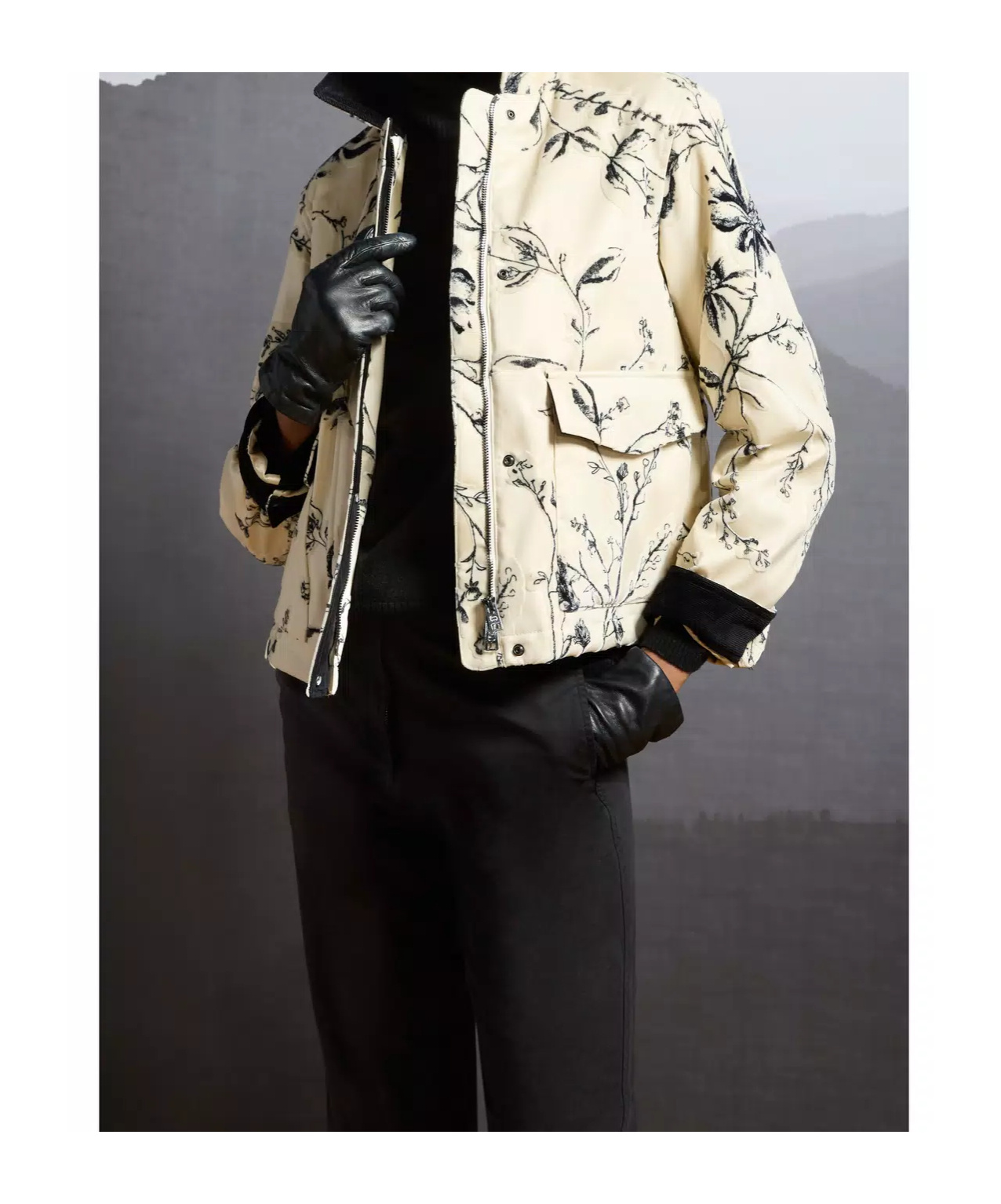 Woolrich Floral-print Velvet Jacket In Neutral