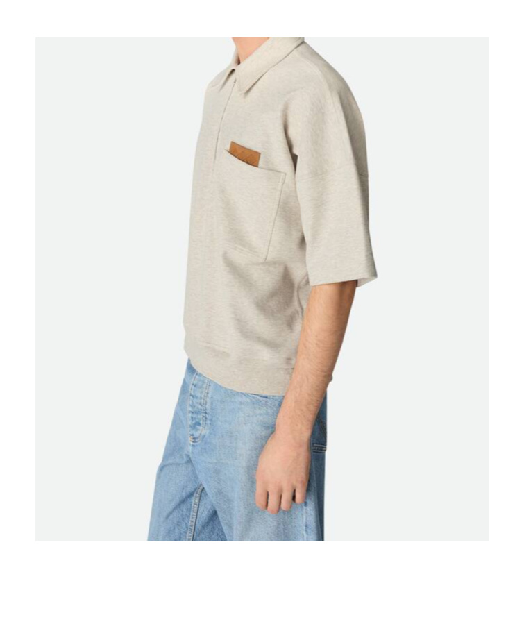Bottega Veneta Double Cotton Melange Polo With Zip Closure