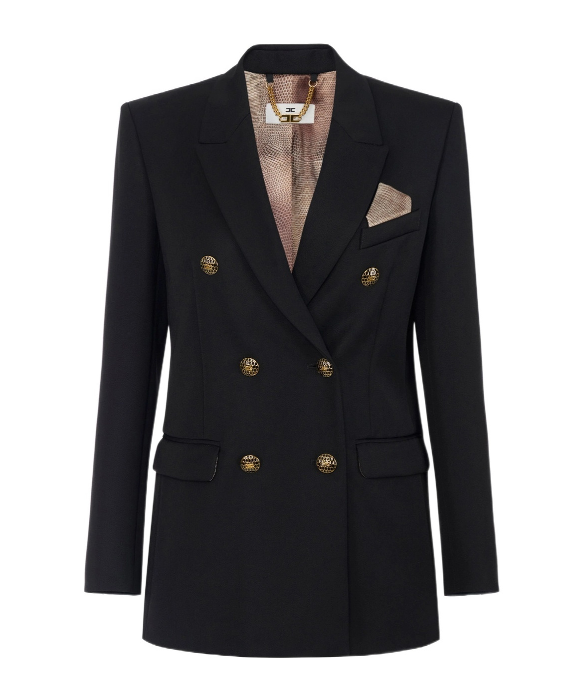 Elisabetta Franchi Cotton Gabardine Jacket With Jewel Buttons In Black