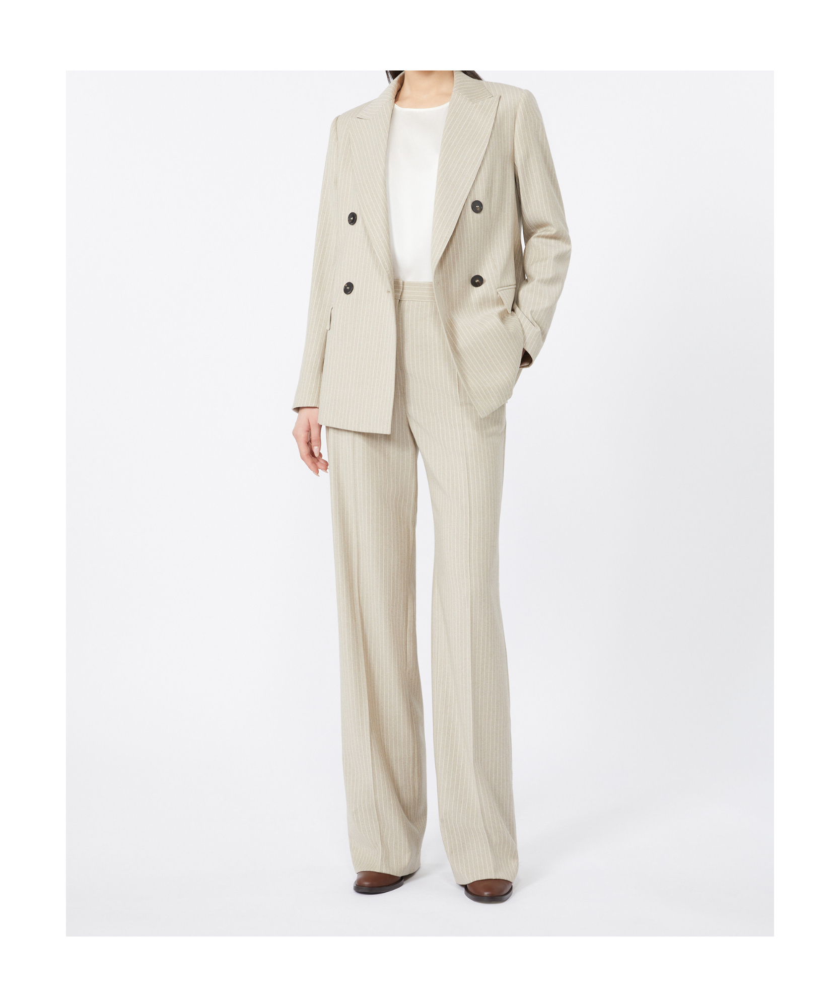 Max Mara Patterned Wool Trousers In Brown