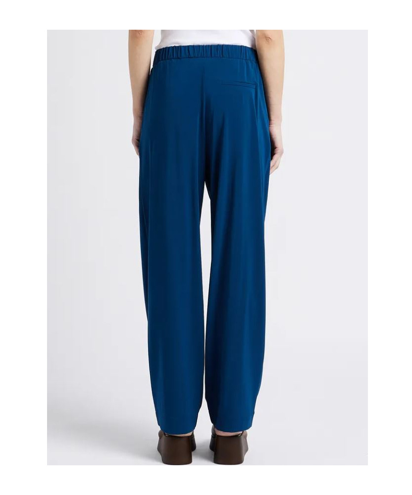 Max Mara Plain Knitted Crepe Trousers In Blue