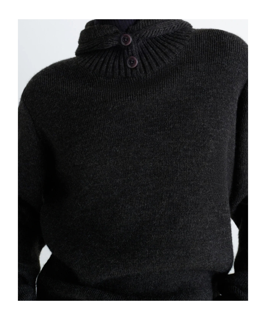 Lemaire Wool Hooded Sweatshirt In Brown