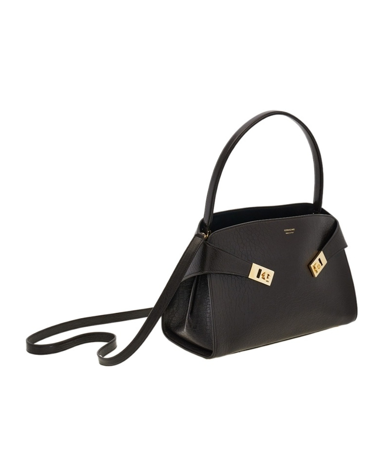 Ferragamo Medium Hug Gancini-buckles Shoulder Bag In Brown
