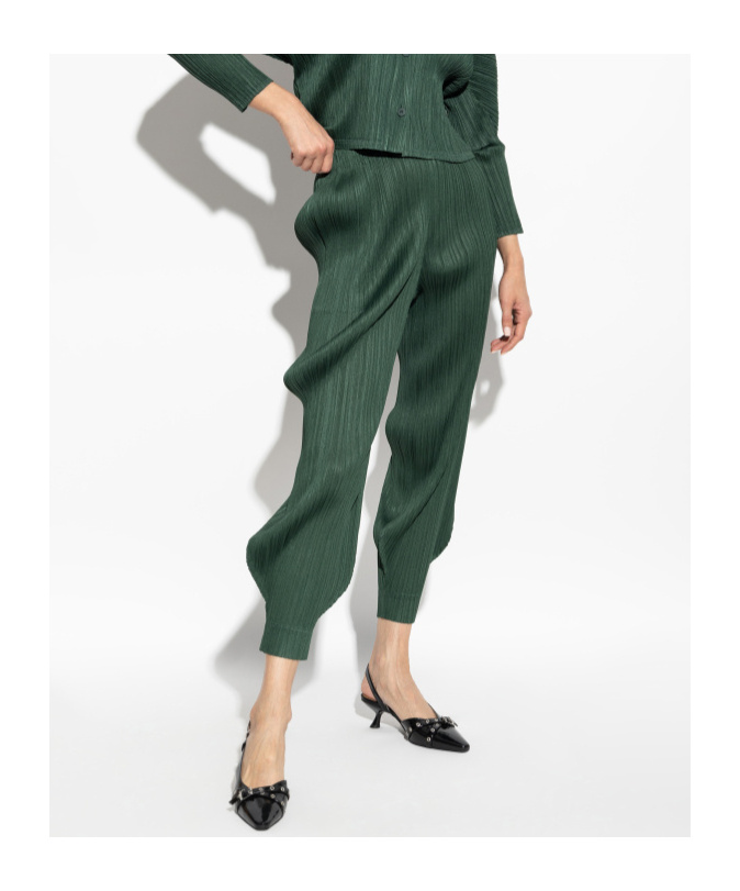 Issey Miyake Plissé Trousers In Green