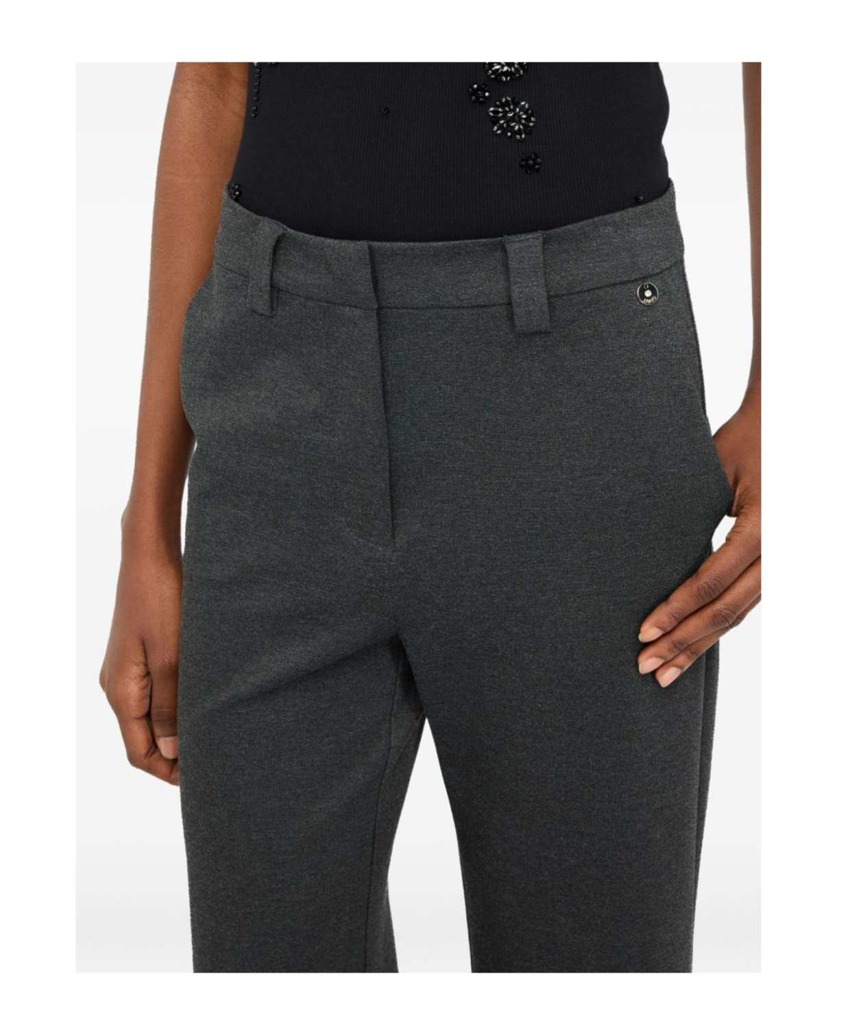 Liu •jo High-waisted Flared Casual Pants In Black