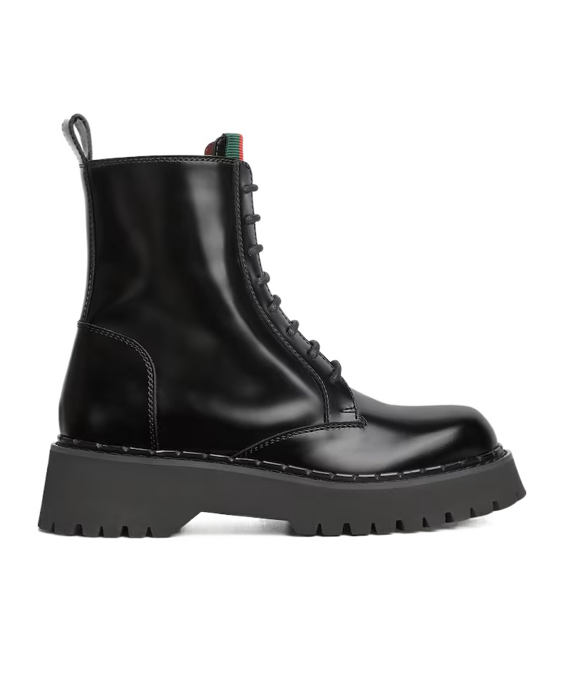 Shop Gucci Women's Ankle Boot With Web In Black