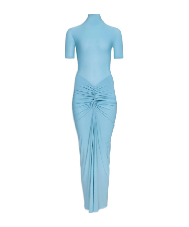 Alaïa Soft Jersey Maxi Dress In Blue