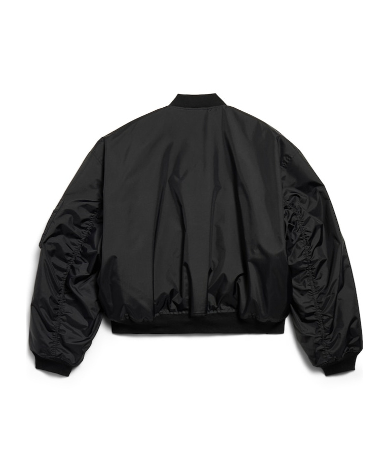 Balenciaga Oversize Ribbed Trims Sleeve Pocket In Black