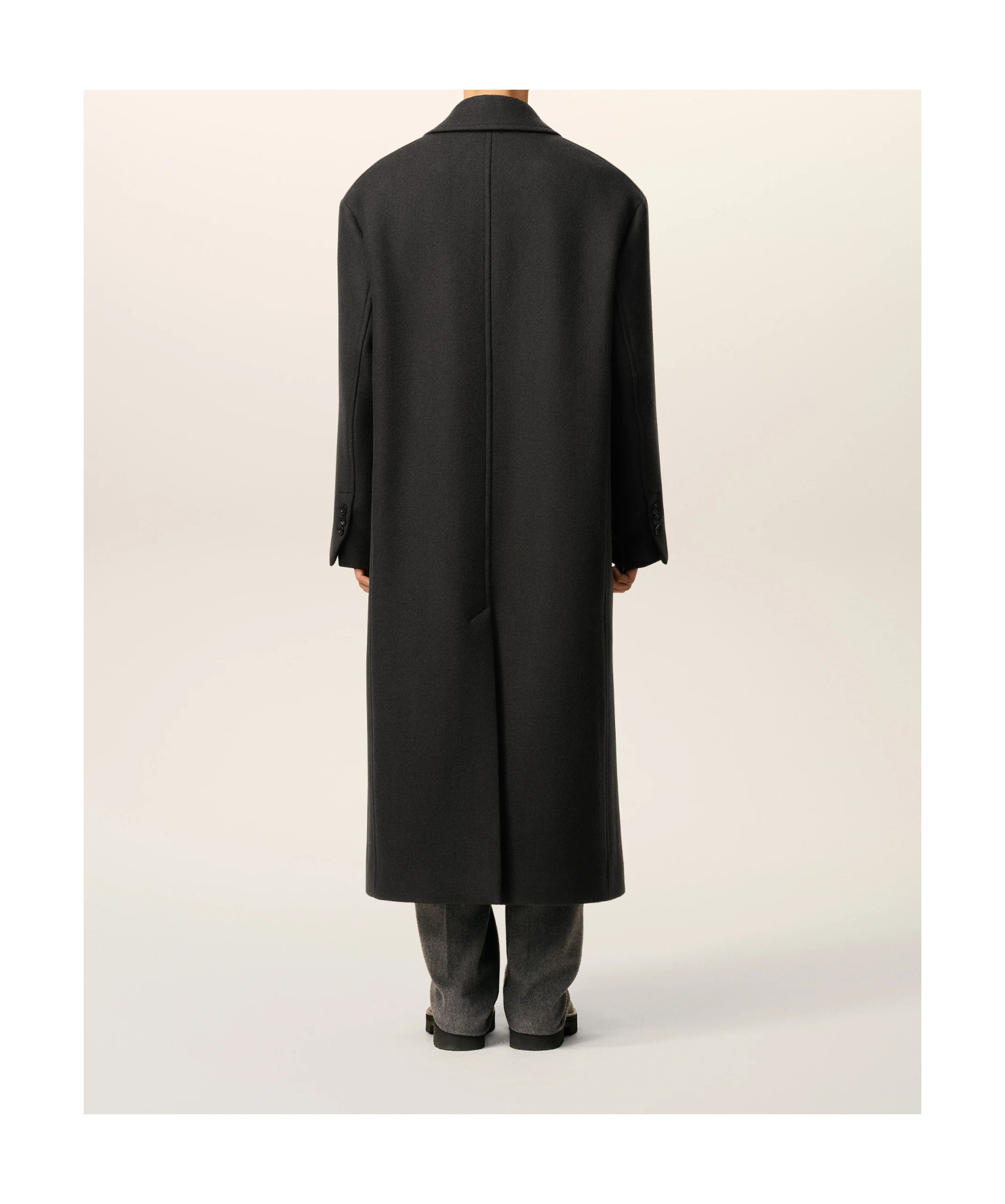 Ami Alexandre Mattiussi Black Wool Double Breasted Long Coat Grey In Black