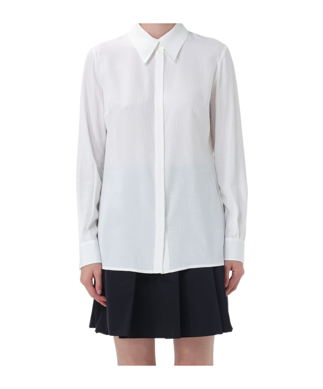 Elisabetta Franchi Long Sleeve Shirt In White