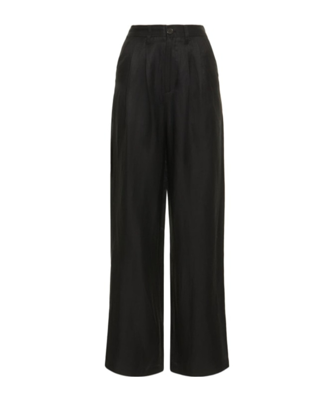 Shop Anine Bing Carrie Wide Linen Blend Pants