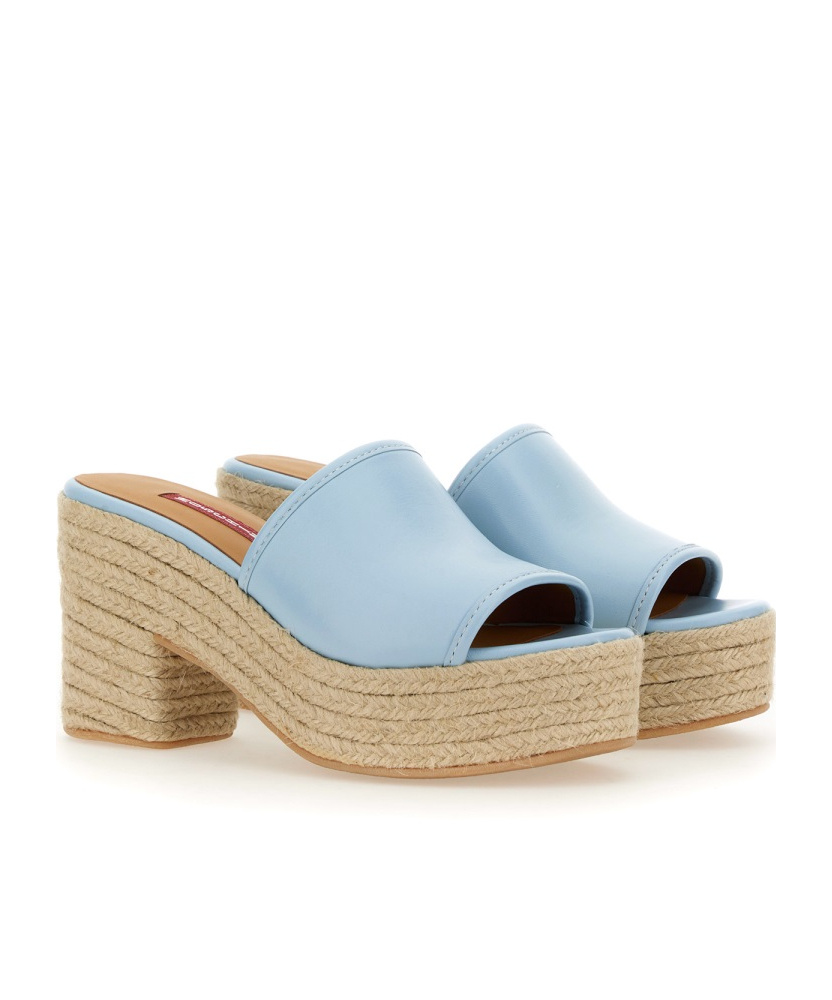 Moschino Denim-inspired Slide Sandals With Espadrille-style Sole In Nude