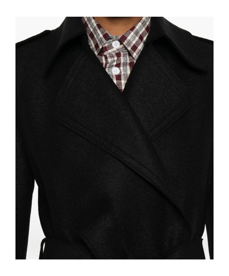 Harris Wharf London Belted Coat In Black