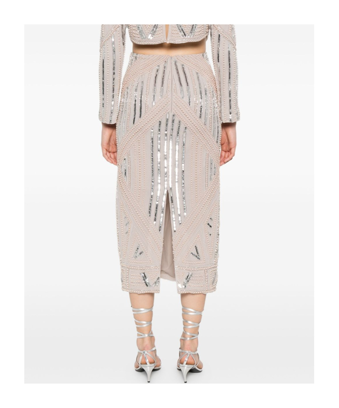 Forte Forte Midi Skirt With Geometric Pattern And Embellishments In Brown