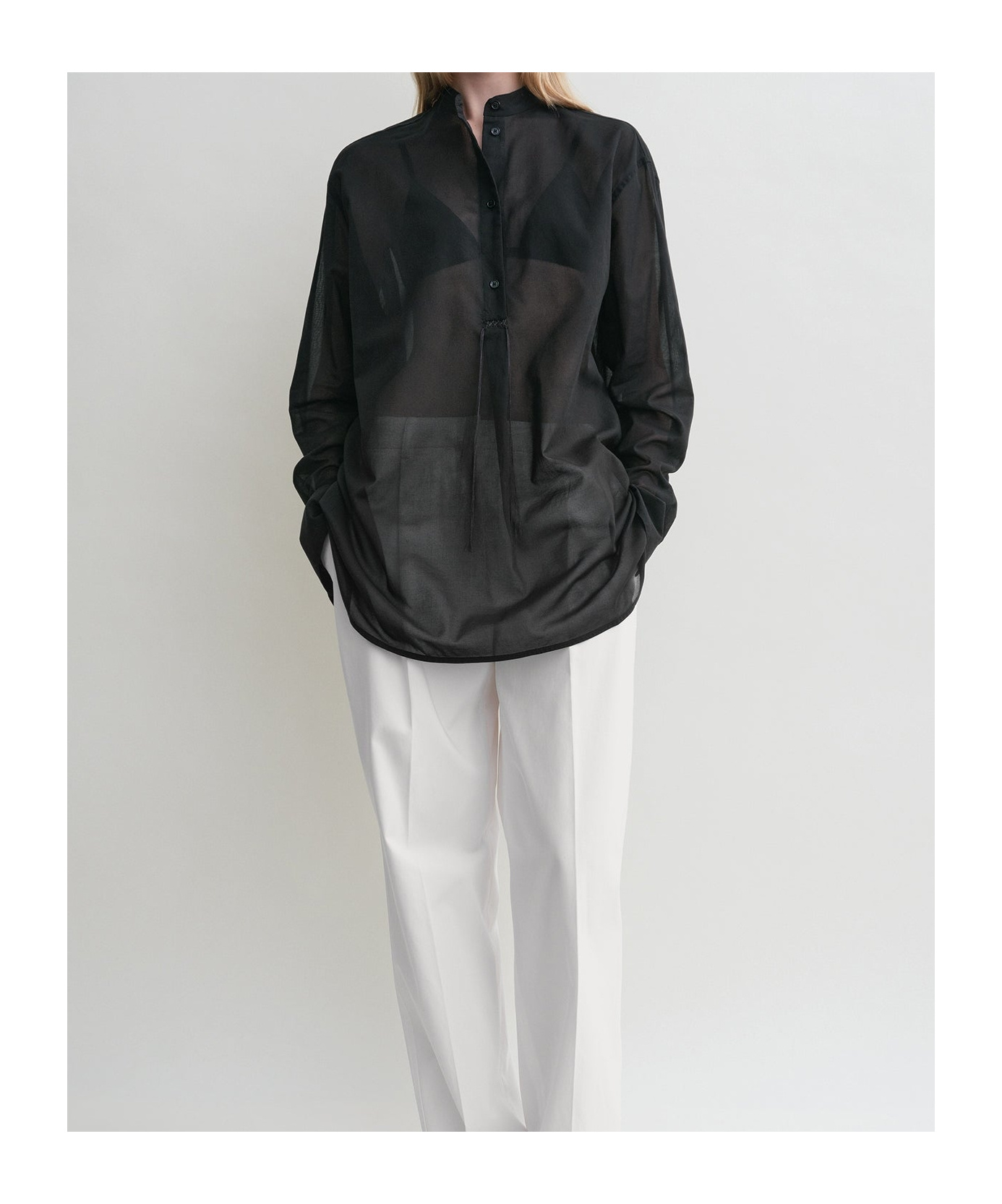 Totême Toteme Semi-sheer Cotton Shirt In Black