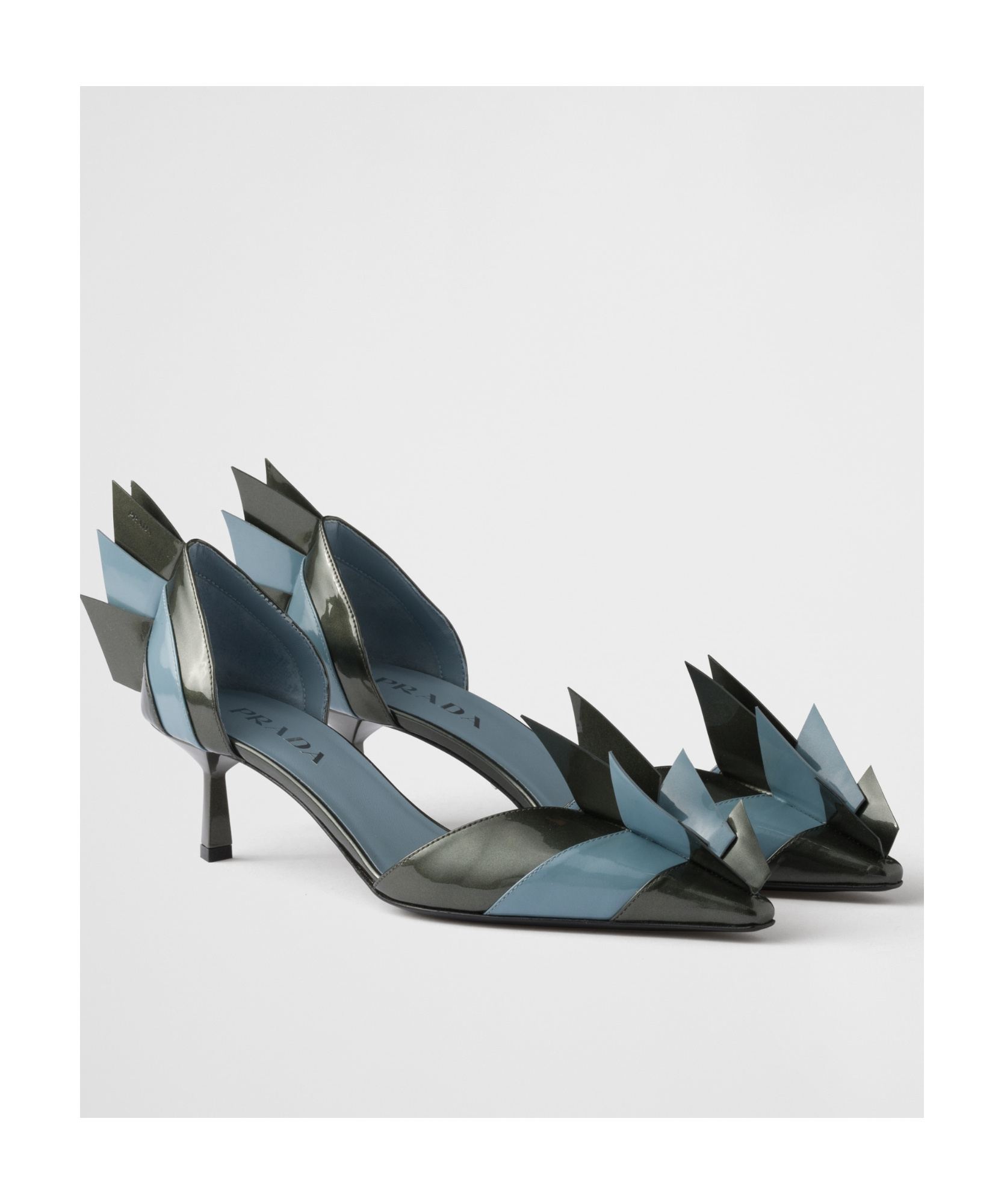Prada Leather Pumps With Two-tone Strappy Design In Black