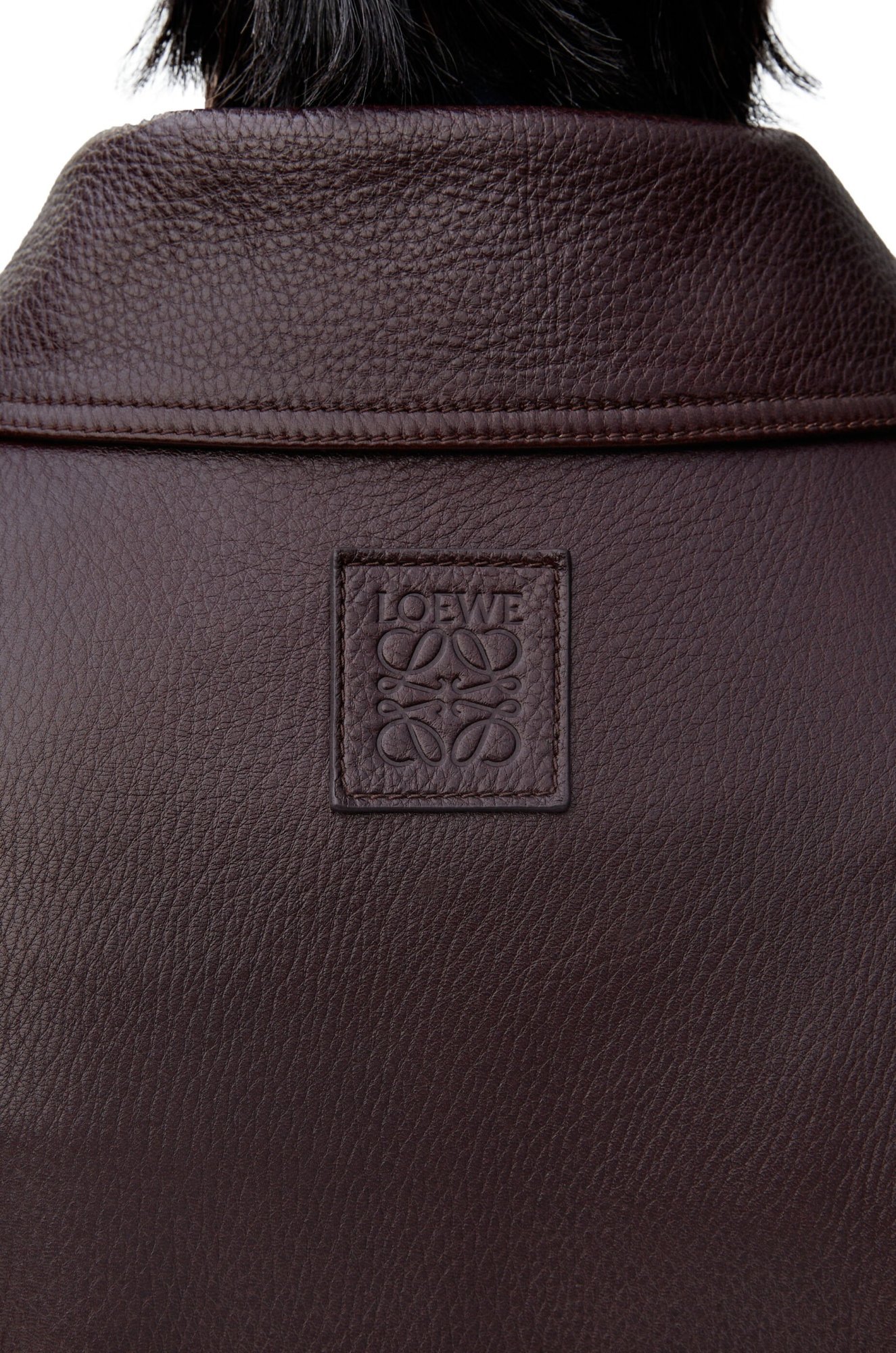 Loewe Long-sleeved Leather Jacket In Brown
