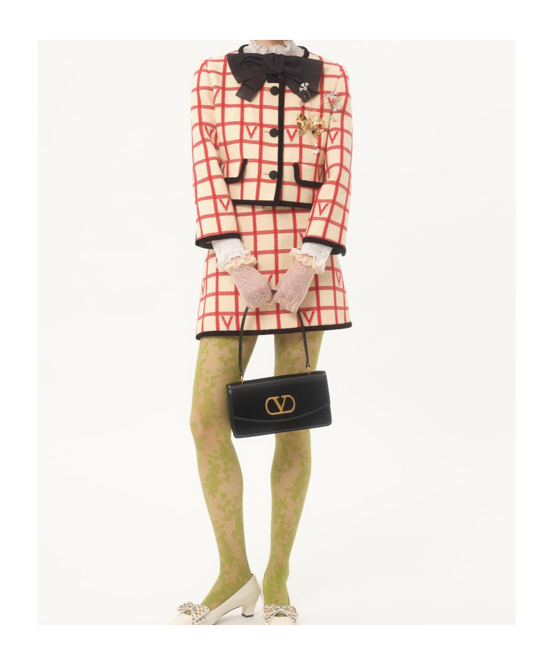 Valentino Vlogo Cropped Piped Wool-blend Jacket In Neutral