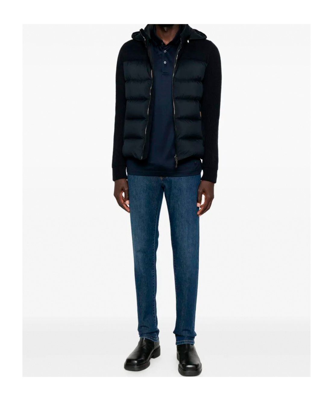 Moorer Zipped Padded Jacket In Black