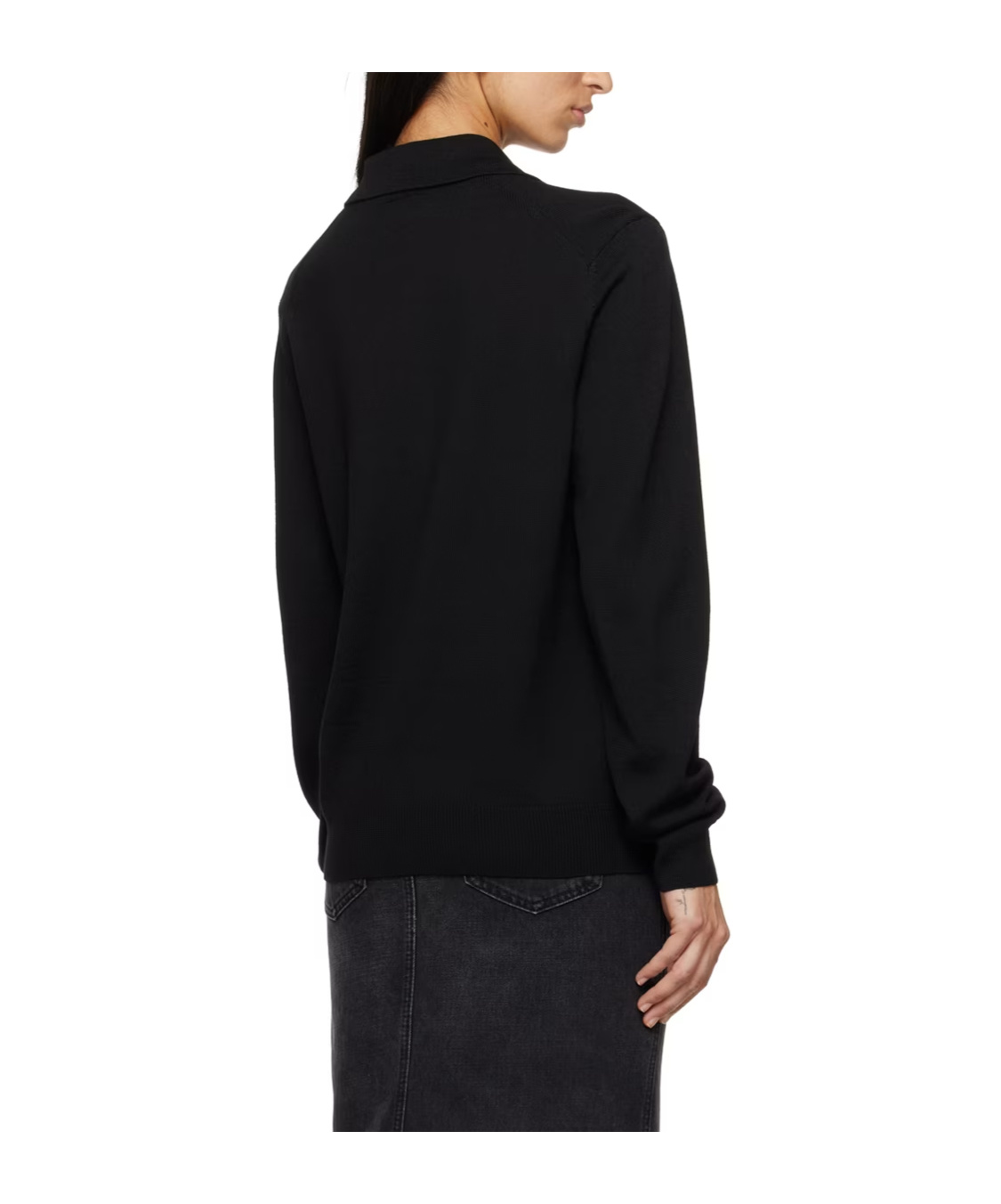 Maison Kitsuné Bold Fox Head Long-sleeved Polo Shirt In Black