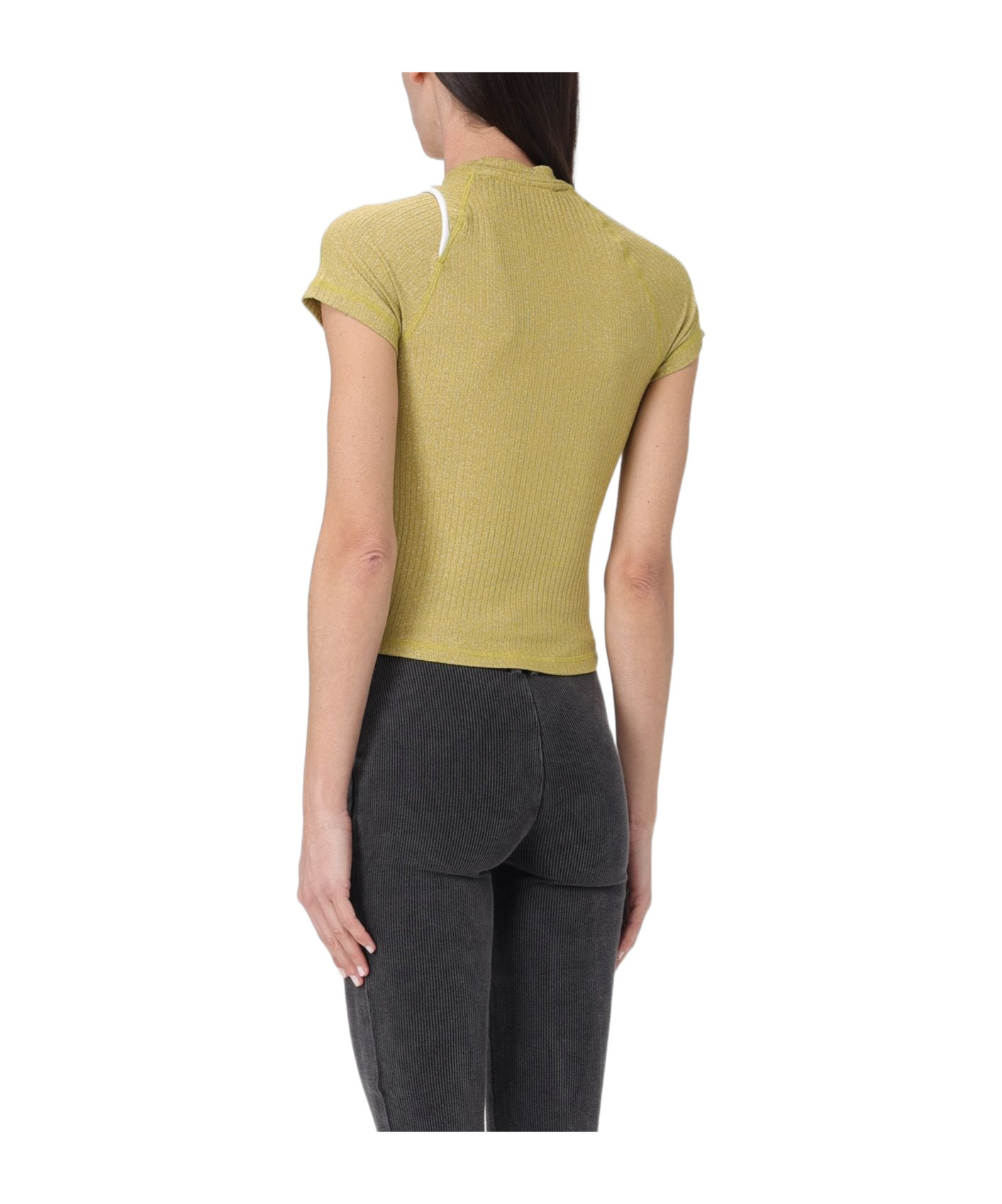 Ottolinger Logo-print Lurex-detail Top In Black
