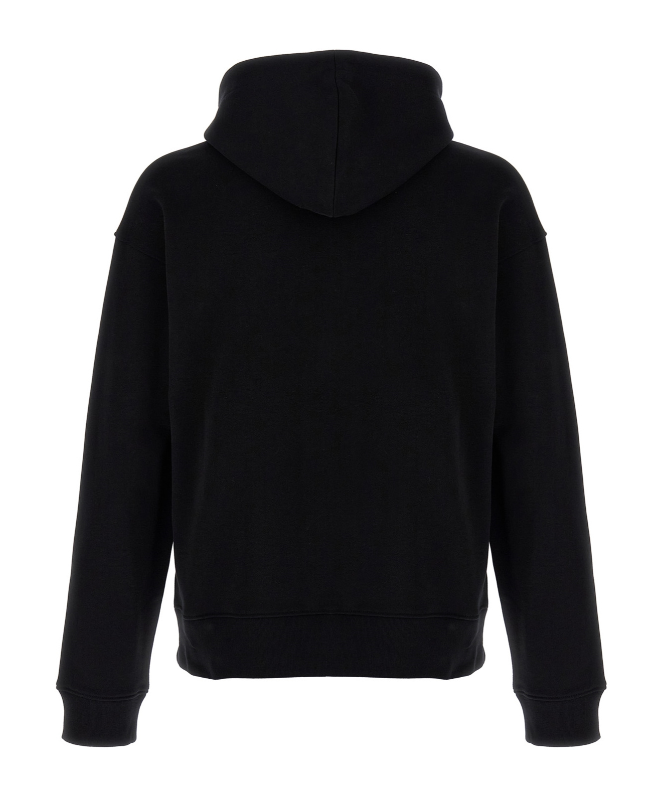 Moschino Cotton Hoodie With Drawstrings And Kangaroo Pocket In Black