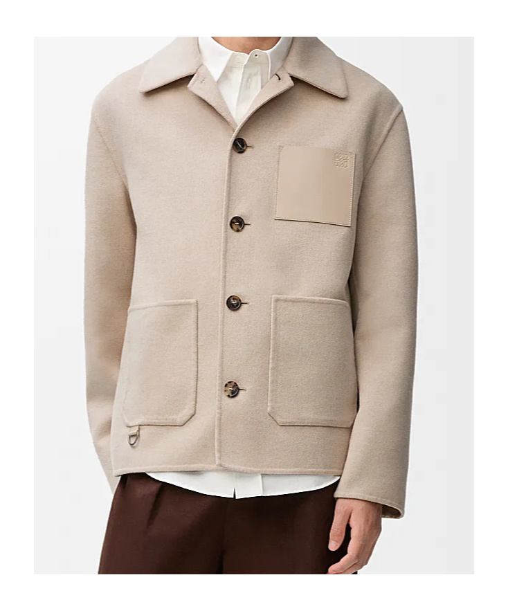 Loewe Wool-cashmere Shirt Jacket In Nude
