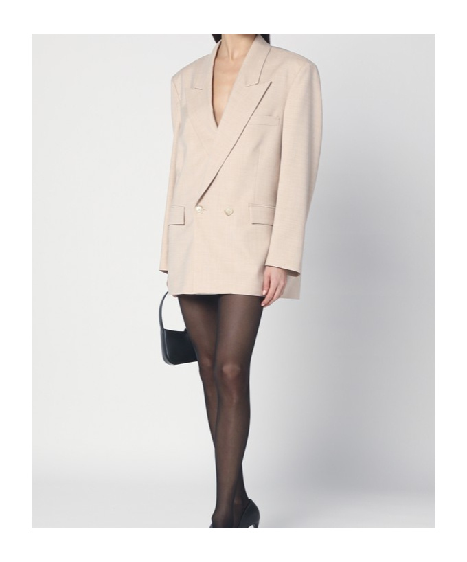 The Andamane Double-breasted Sand-coloured Jacket In Nude