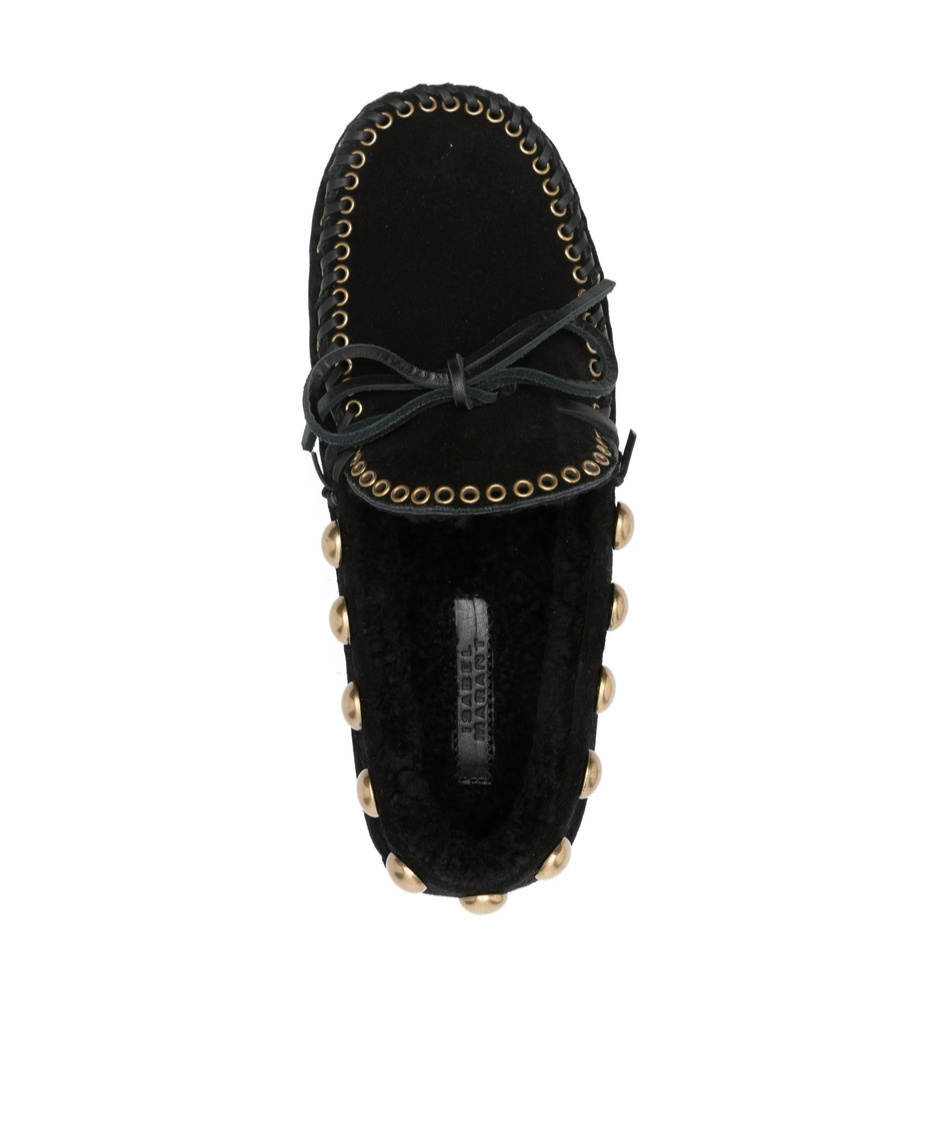 Isabel Marant Gold-stud Embellished Loafers In Black