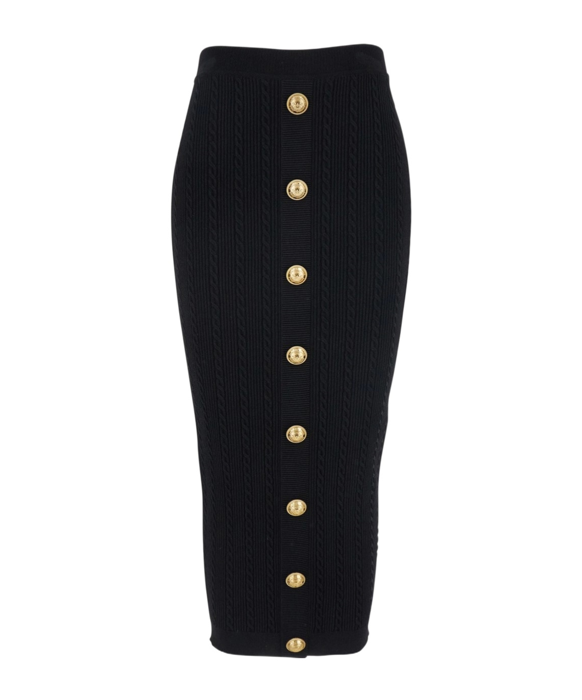Balmain Black Skirt With Logo Buttons And Zip Closure