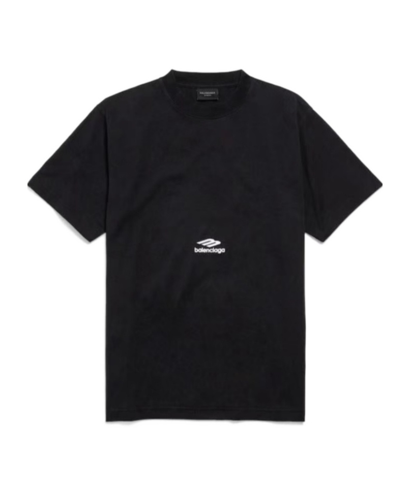 Balenciaga Round Neck Short Sleeve T-shirt In Black