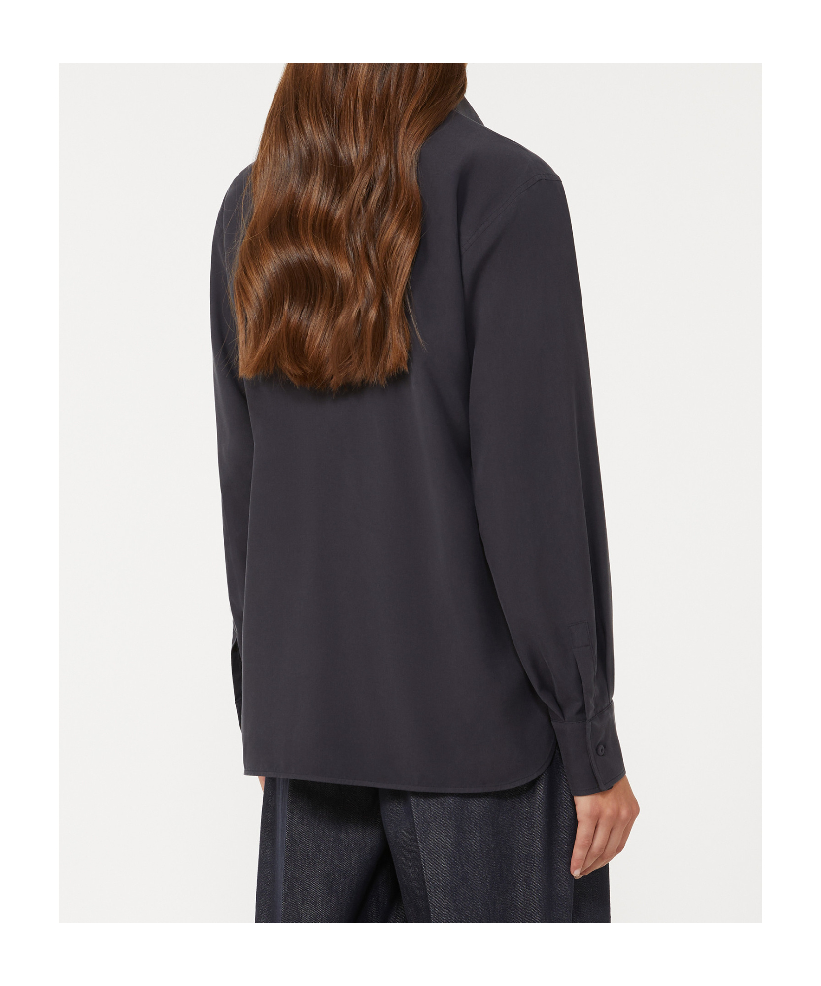 Max Mara Silk Canvas Shirt In Black